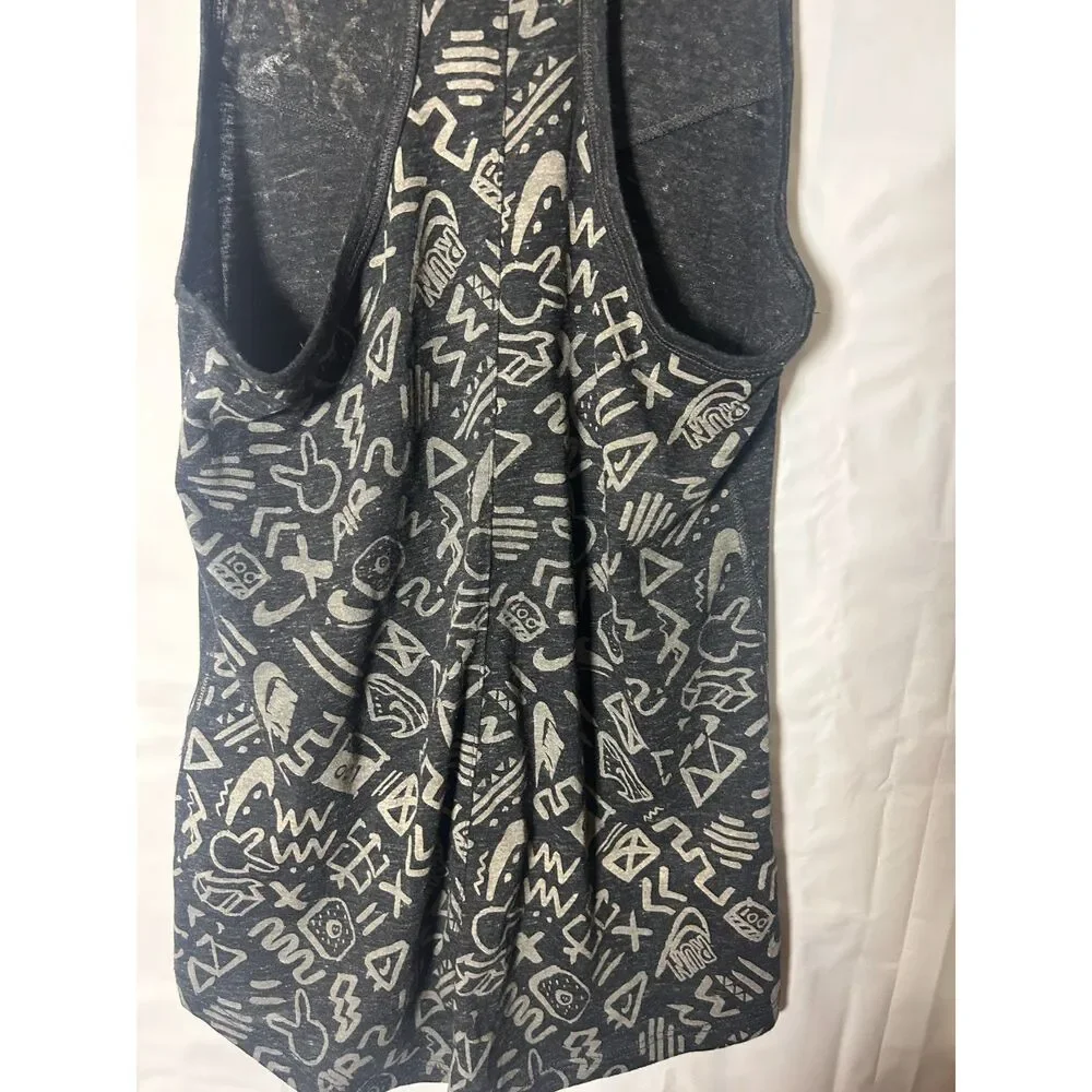 Nike Kids Large Heather Charcoal Gray Graphic Athletic Racerback Tank Top